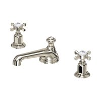 Perrin & Rowe Traditional Three-Hole Basin Mixer (Crosstop Handles) - Nickel