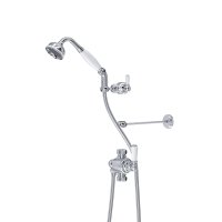 Perrin & Rowe Traditional Riser Diverter, Handshower, Hose, Sliding Bracket and Wall Stay - Chrome