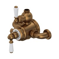 Perrin & Rowe Traditional Exposed Thermostatic Shower Mixer with Flow Control (Lever Handles) - English Bronze