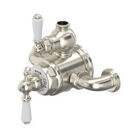 Perrin & Rowe Traditional Exposed Thermostatic Shower Mixer with Flow Control (Lever Handles) - Pewter