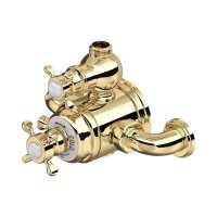 Perrin & Rowe Traditional Exposed Thermostatic Shower Mixer with Flow Control (Crosstop Handles) - Polished Brass