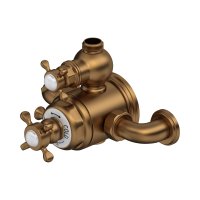 Perrin & Rowe Traditional Exposed Thermostatic Shower Mixer with Flow Control (Crosstop Handles) - English Bronze