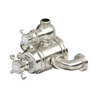 Perrin & Rowe Traditional Exposed Thermostatic Shower Mixer with Flow Control (Crosstop Handles) - Pewter