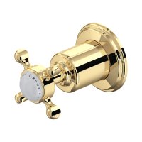 Perrin & Rowe Traditional Three-Way Diverter with Shut Off (Crosstop Handle) - Polished Brass