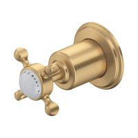 Perrin & Rowe Traditional Three-Way Diverter with Shut Off (Crosstop Handle) - Satin Brass