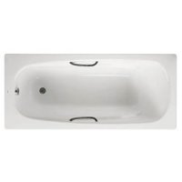 Roca Carla Eco 1700 x 700mm 2 Tap Hole Steel Bath with Grips, Anti-Slip and Leg Set