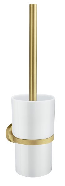 Smedbo Home Brushed Brass Toilet Brush with Container