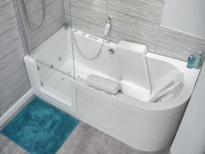 Access Easy Riser Walk-in Bath with Glass Door and Powered Seat (Corner Installation)