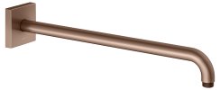 Keuco 450mm Wall-Mounted Shower Arm with Square Rosette Extension - Brushed Red Gold