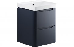 Purity Collection Lumbra 500mm 2 Drawer Wall Hung Cloakroom Basin Unit - Matt Indigo