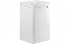 Purity Collection Lumbra 500mm 2 Door Floor Standing Cloakroom Basin Unit - White Gloss