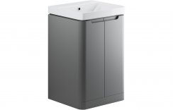 Purity Collection Lumbra 500mm 2 Door Floor Standing Cloakroom Basin Unit - Matt Grey