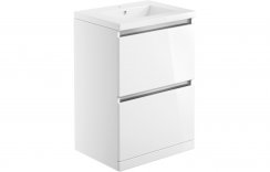 Purity Collection Carina 615mm 2 Drawer Floor Standing Basin Unit Inc. Basin - White Gloss