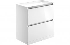 Purity Collection Carina 800mm 2 Drawer Floor Standing Basin Unit (No Top) - White Gloss