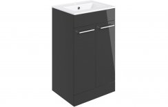 Purity Collection Volti 510mm Floor Standing 2 Door Basin Unit & Basin - Anthracite Gloss