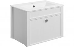 Purity Collection Lucio 605mm Wall Hung Basin Unit & Basin - Satin White Ash