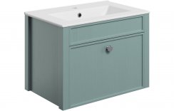 Purity Collection Lucio 605mm Wall Hung Basin Unit & Basin - Sea Green Ash