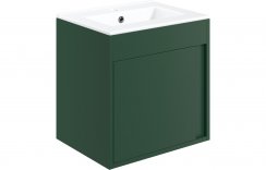 Purity Collection Elementi 510mm Wall Hung Unit Inc. Basin - Matt Conifer Green