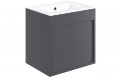 Purity Collection Elementi 510mm Wall Hung Unit Inc. Basin - Matt Graphite Grey