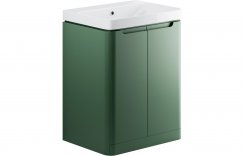 Purity Collection Lumbra 600mm 2 Door Floor Standing Basin Unit - Matt Sage Green