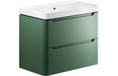 Purity Collection Lumbra 800mm 2 Drawer Wall Hung Basin Unit - Matt Sage Green