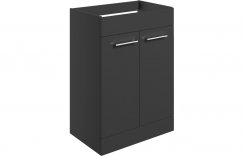 Purity Collection Volti 590mm Floor Standing 2 Door Basin Unit (No Top) - Anthracite Gloss