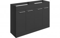 Purity Collection Volti 1180mm Floor Standing 2 Door Basin Unit Run (No Top) - Anthracite Gloss