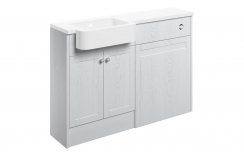 Purity Collection Belinda 1242mm Basin & Toilet Unit Pack (RH) - Satin White Ash