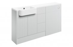 Purity Collection Textura 1542mm Basin Toilet & 3 Drawer Unit Pack (RH) - Matt White