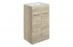 Purity Collection Volti 510mm Floor Standing 2 Door Basin Unit & Basin - Oak