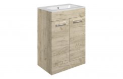 Purity Collection Volti 610mm Floor Standing 2 Door Basin Unit & Basin - Oak