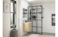 Purity Collection Icona 1200mm Framed Wetroom Panel - Black