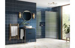 Purity Collection Icona 1000mm Fluted Wetroom Panel & Support Bar - Brushed Brass