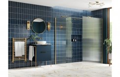 Purity Collection Icona 900mm Fluted Wetroom Panel & Side Panel Arm - Brushed Brass