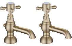 Purity Collection Terni Basin Pillar Taps - Brushed Brass