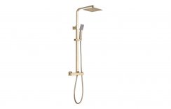 Purity Collection Square Thermostatic Bar Mixer w/Riser Kit - Brushed Brass