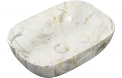 Purity Collection Noble 460x330mm Ceramic Washbowl - White Marble Effect