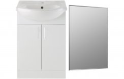 Purity Collection Visio 560mm Floor Standing Basin Unit & Mirror Pack