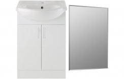 Purity Collection Visio 650mm Floor Standing Basin Unit & Mirror Pack