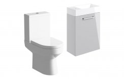 Purity Collection Volti 410mm Wall Hung Basin Unit & C/C Toilet Pack - Grey Gloss