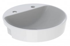 Geberit VariForm 500mm Round Semi-Recessed 2 Tap Hole Basin - With Overflow