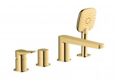 RAK Petit Square 4 Hole Deck Mounted Bath Shower Mixer - Gold