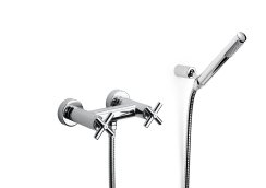 Roca Loft Wall-Mounted Shower Mixer with Handset, Hose & Bracket - Chrome
