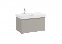 Roca Ona Unik 800mm Left Hand Basin & Matt Sand Grey Unit (1 Drawer)