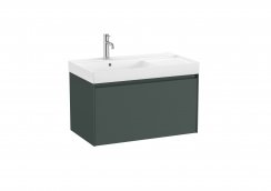 Roca Ona Unik 800mm Left Hand Basin & Matt Green Unit (1 Drawer)