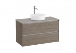 Roca Ona Unik 1000mm Dark Elm Unit & Countertop (2 Drawers)