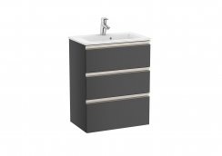 Roca The Gap Compact Anthracite Grey 600mm 3 Drawer Vanity Unit with Basin