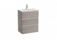 Roca The Gap Compact City Oak 600mm 3 Drawer Vanity Unit with Basin