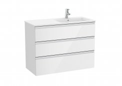 Roca The Gap Gloss White 1000mm 3 Drawer Vanity Unit with Right Handed Basin