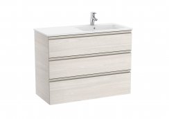 Roca The Gap Nordic Ash 1000mm 3 Drawer Vanity Unit with Right Handed Basin